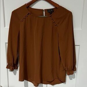 Women's Brown Blouse with Button Accents Large